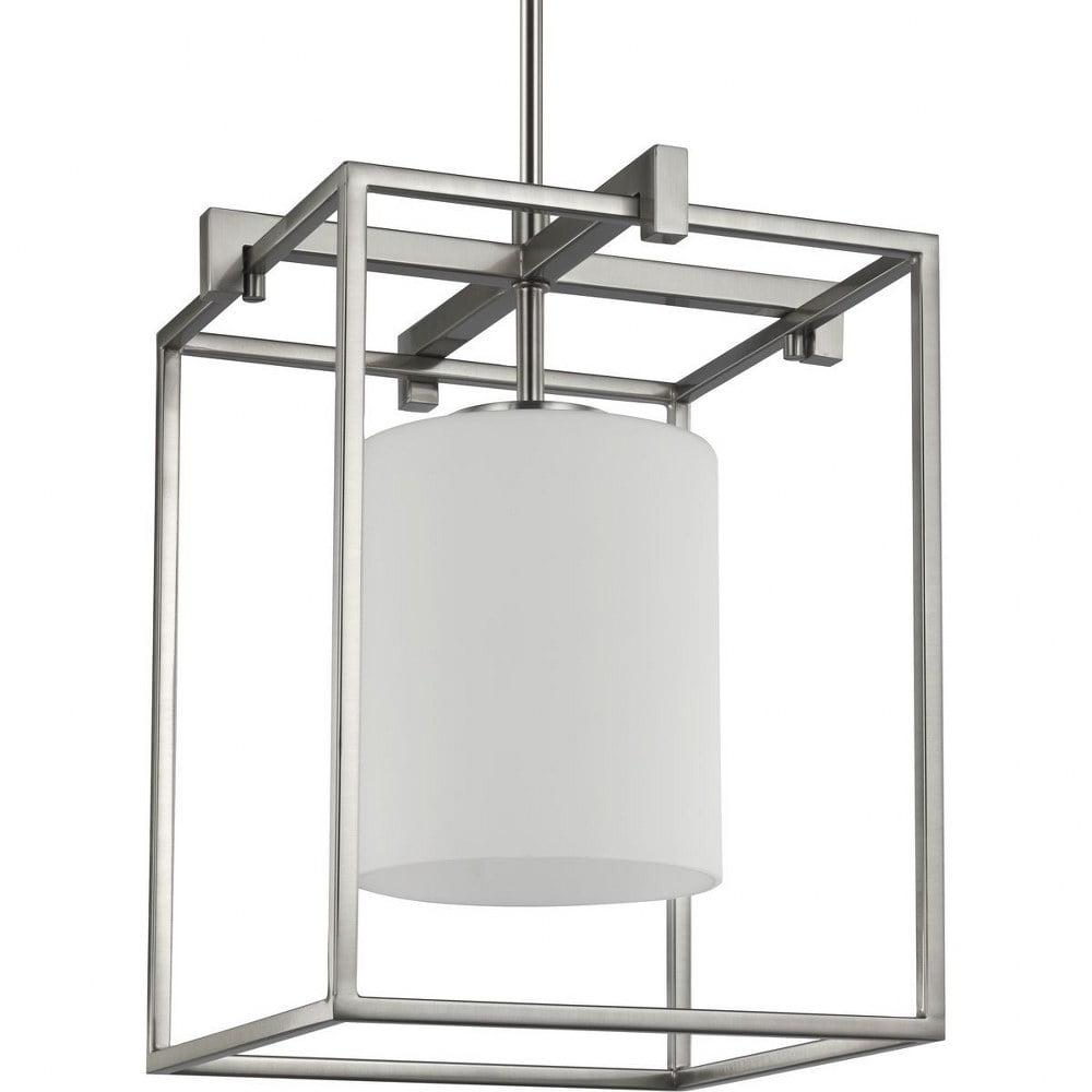 Progress Lighting Chadwick 1-Light Mini-Pendant, Brushed Nickel, Opal Glass Shade