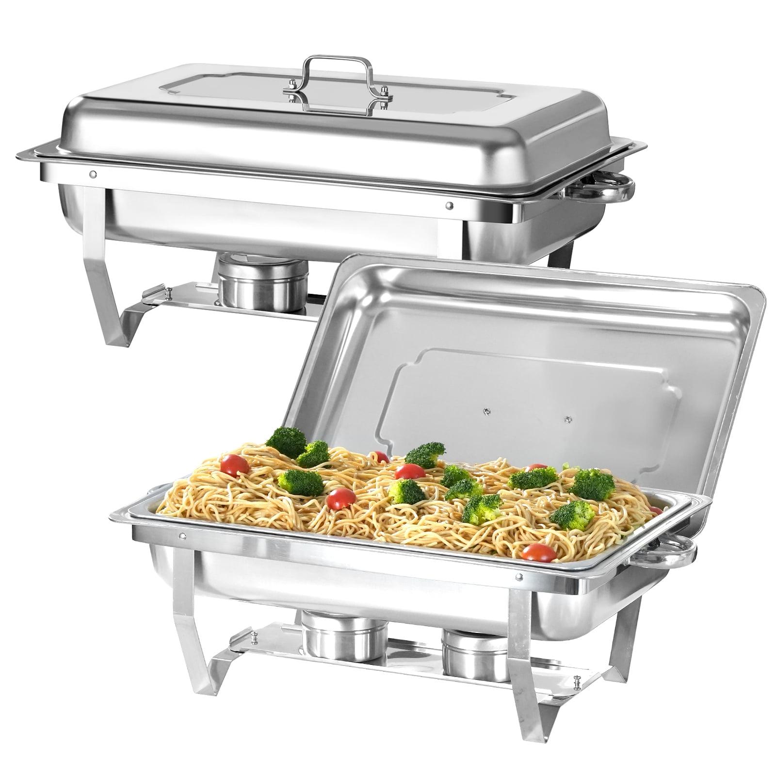 PRIJESSE Chafing Dish Buffet Set 2 PACK, 8 QT Stainless Steel Rectangular Chafing Dishes FULL PAN for Buffet, Warmers Sets for Parties, Events, Wedding, Camping, Dinner