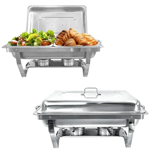 PRIJESSE Chafing Dish Buffet Set 2 PACK, 8 QT Stainless Steel Rectangular Chafing Dishes FULL PAN for Buffet, Warmers Sets for Parties, Events, Wedding, Camping, Dinner