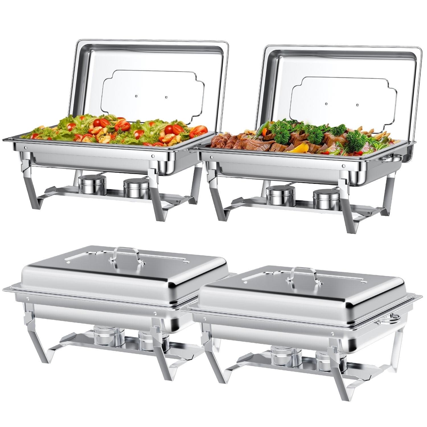 The Party Aisle™ Chafing Dishes For Buffet 4 Pack, 8 Qt Stainless Steel Chafers And Buffet Warmers Sets With Lid, Rectangle Serving Food Warmer Catering Supplies Buffet Display For Parties