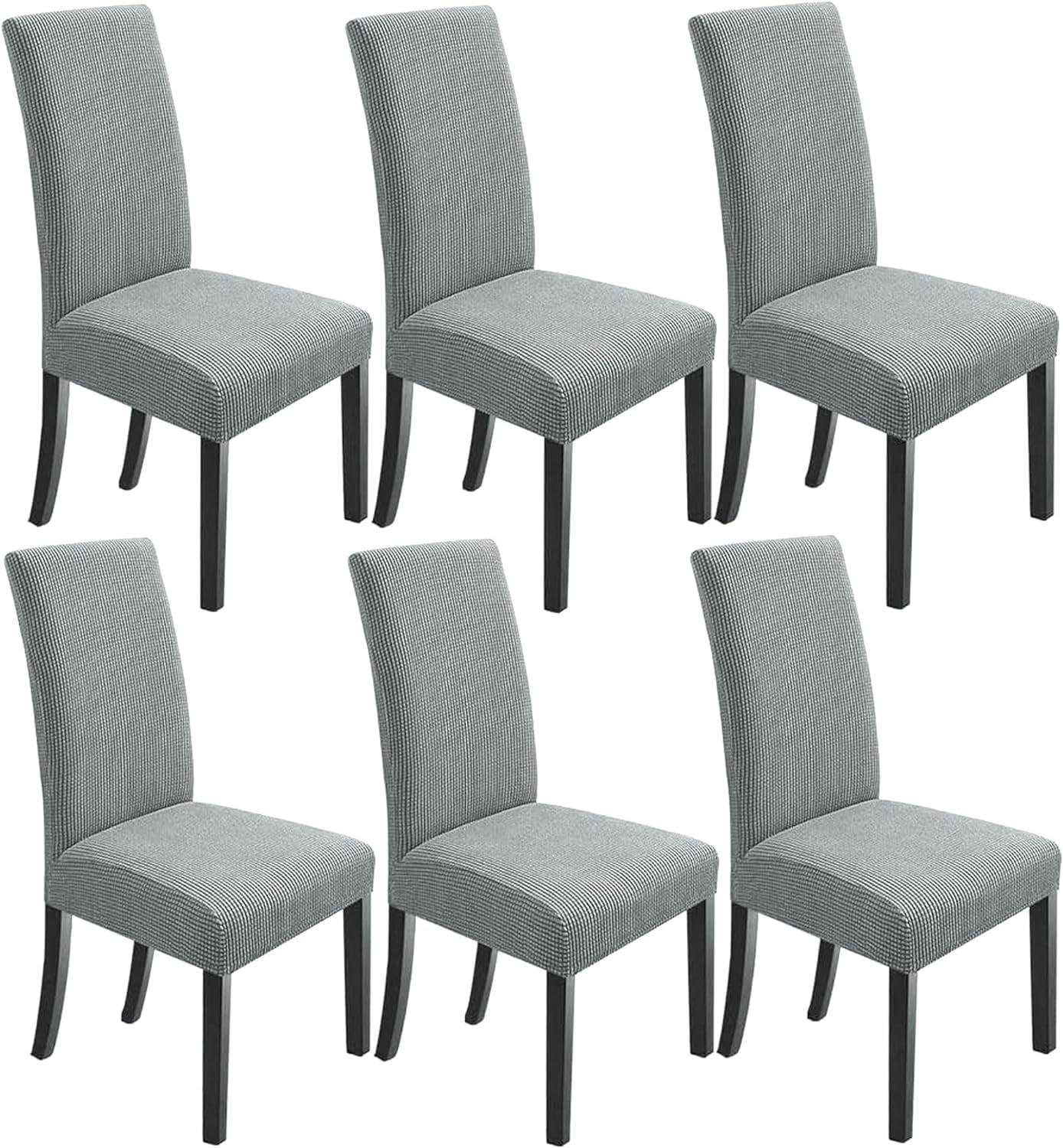 Chair Covers for Dining Room 6 Pack Slipcovers Dining Chair Covers Parsons Chair Slipcover Fit Stretch Chair Covers for Dining Room, Light Grey