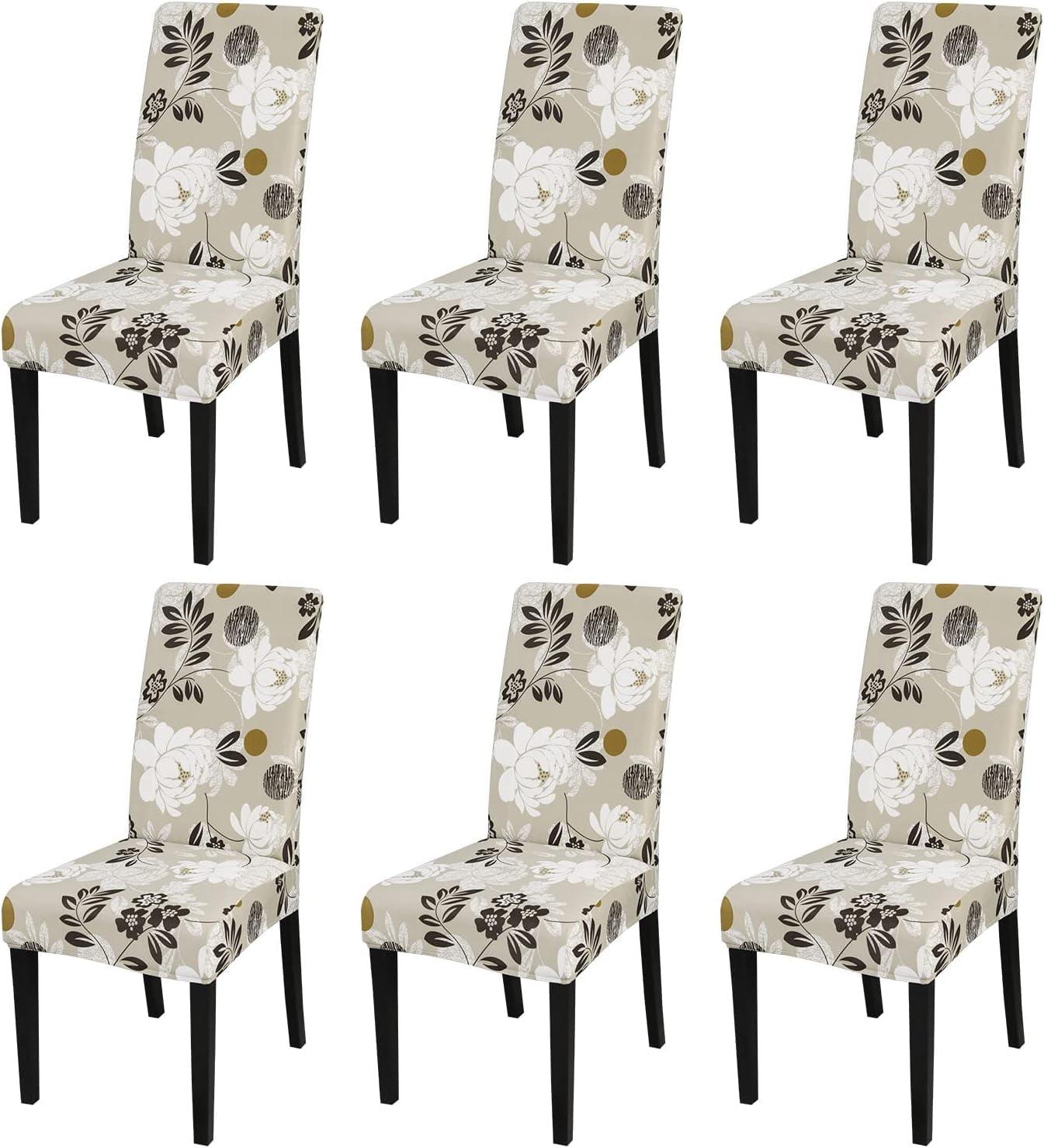 Dining Chair Covers Set of 6 Stretch Floral Dining Chair Slipcovers for Parson Chairs 6 Pack Washable Removable，(6,#16)