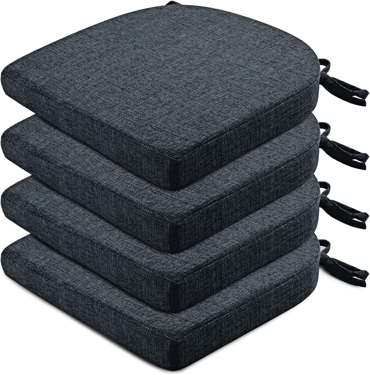 Navy Memory Foam Dining Chair Cushions with Ties, 4 Pack