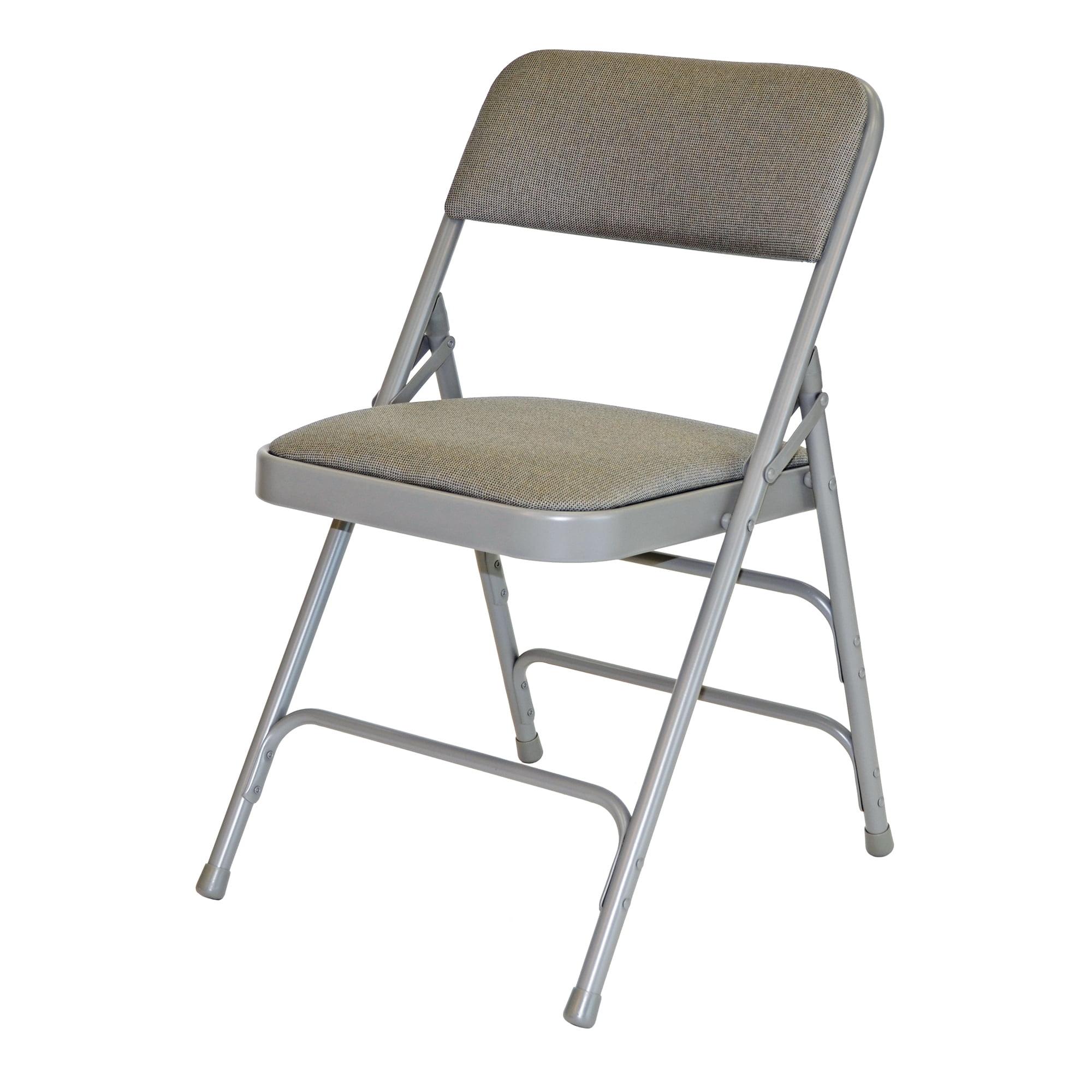 Gray Fabric Padded Steel Folding Chair Set of 4