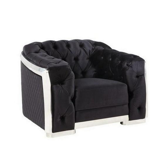 Black Velvet Accent Club Chair, Modern Upholstered Comfy Single Chair Barrel Chair with Chrome Finish, Armchair Single Sofa for Living Room, Apartment and Office, Weight Capacity 300 LBS