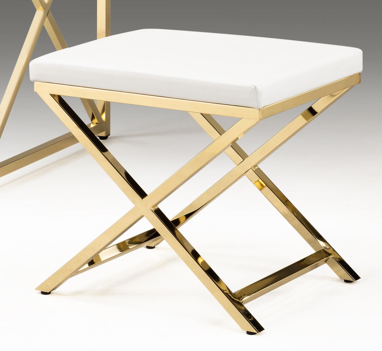 Elegant White Polyurethane Plaid Chair with Gold Base