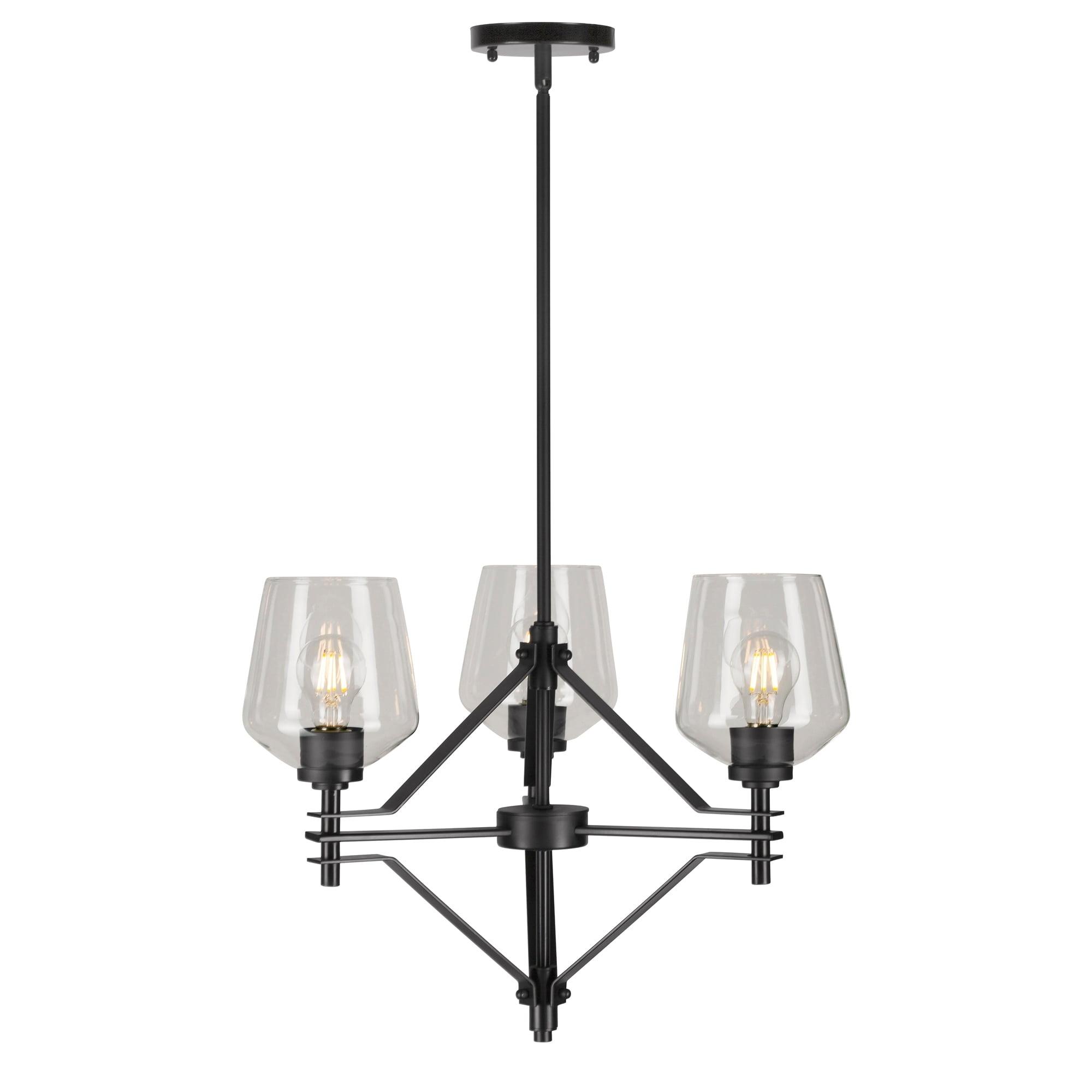 Chalice 3-Light Black Chandelier with Clear Glass