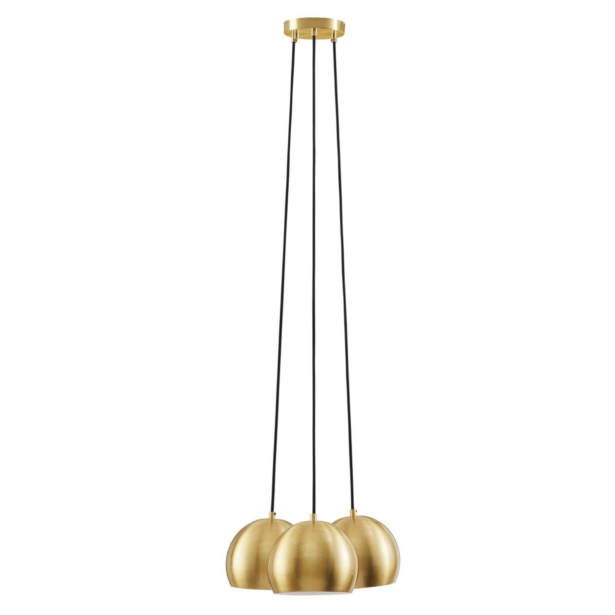 Chalice Satin Brass 3-Light Bowl Pendant with Adjustable Cables