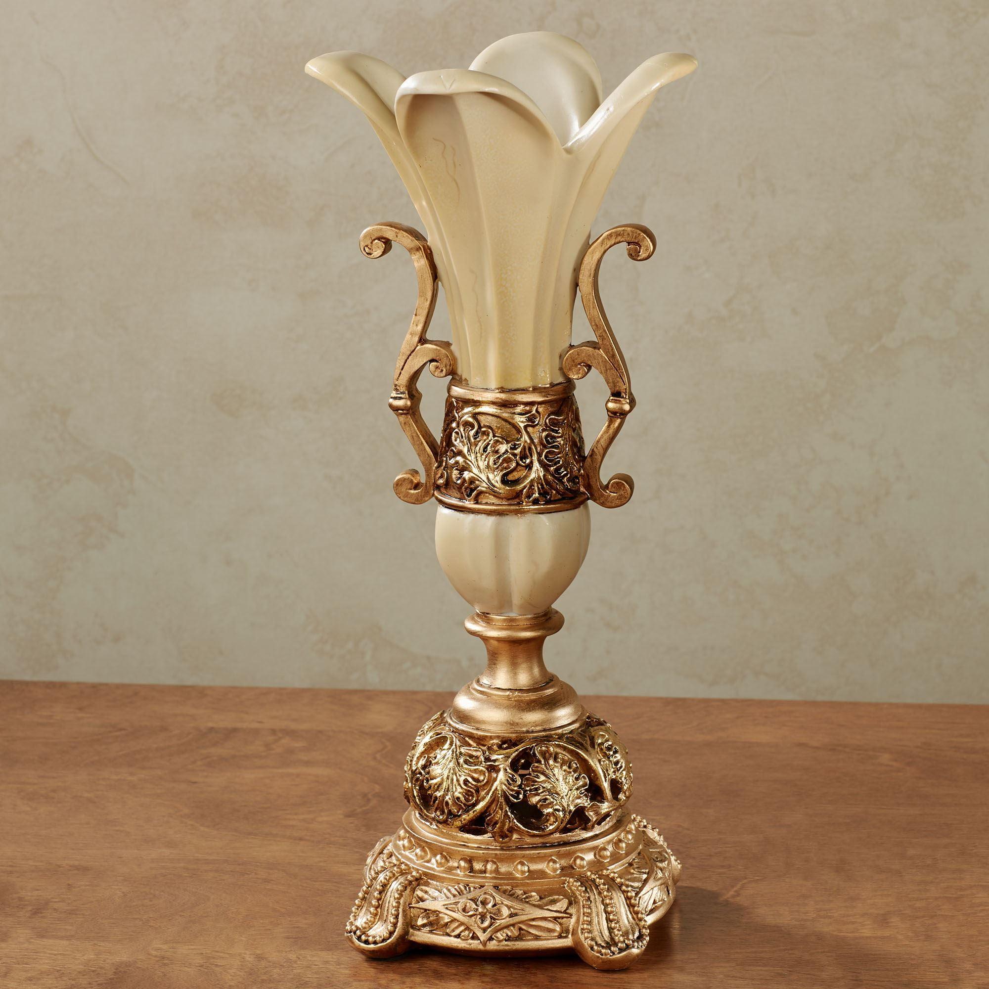 Victorian Gold and Ivory Decorative Resin Table Vase