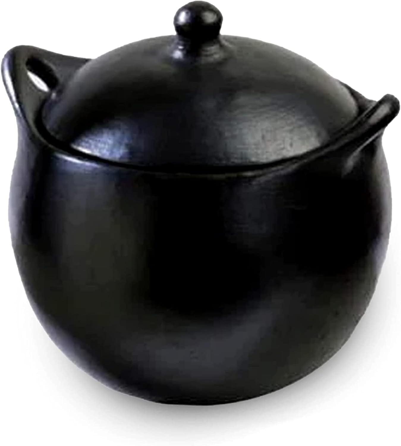 Handmade Black Clay 2.5-Quart Stew Pot with Lid