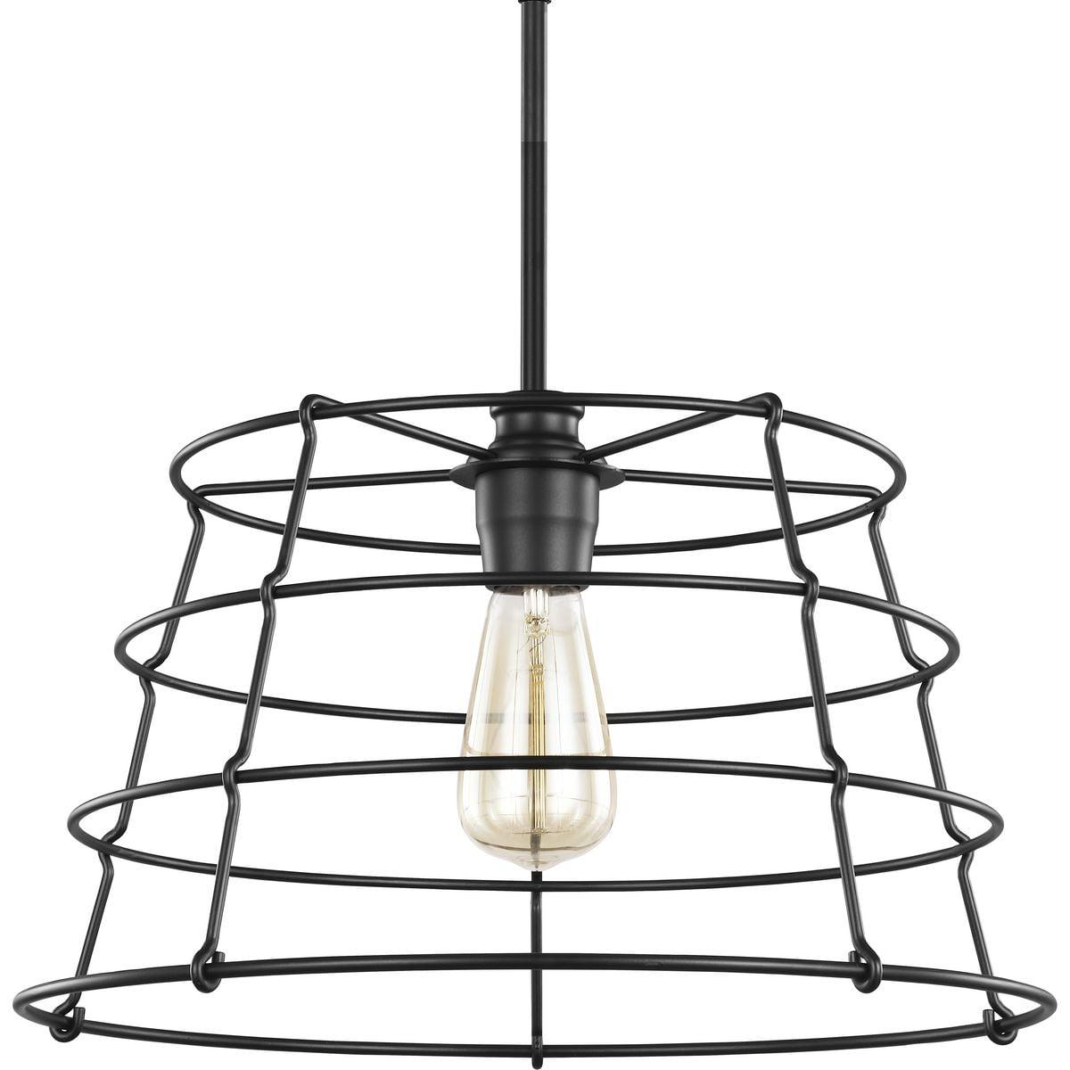 Progress Lighting Chambers 1-Light Pendant, Matte Black, Wire-Frame Shade