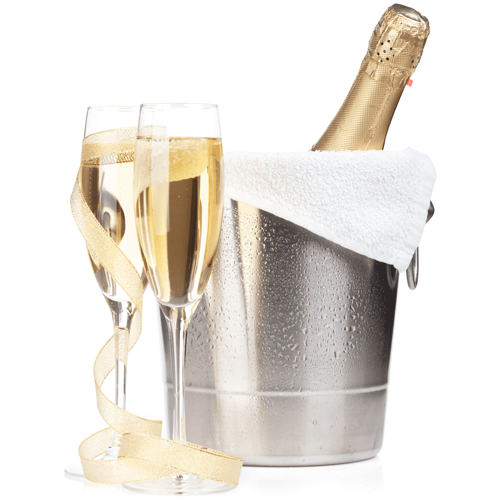 Life-Size Champagne Bucket with Glasses Cardboard Standup