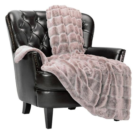 Chanasya Frost Tip Fur Throw Blanket - Reversible Mink Blanket (50x65 Inches) Rose