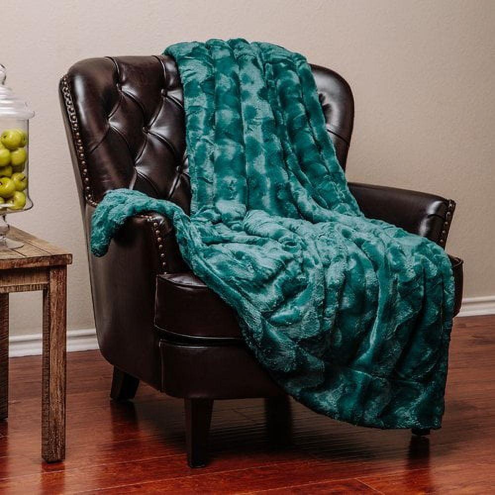 Teal Faux Fur and Sherpa Reversible Throw Blanket 50" x 65"