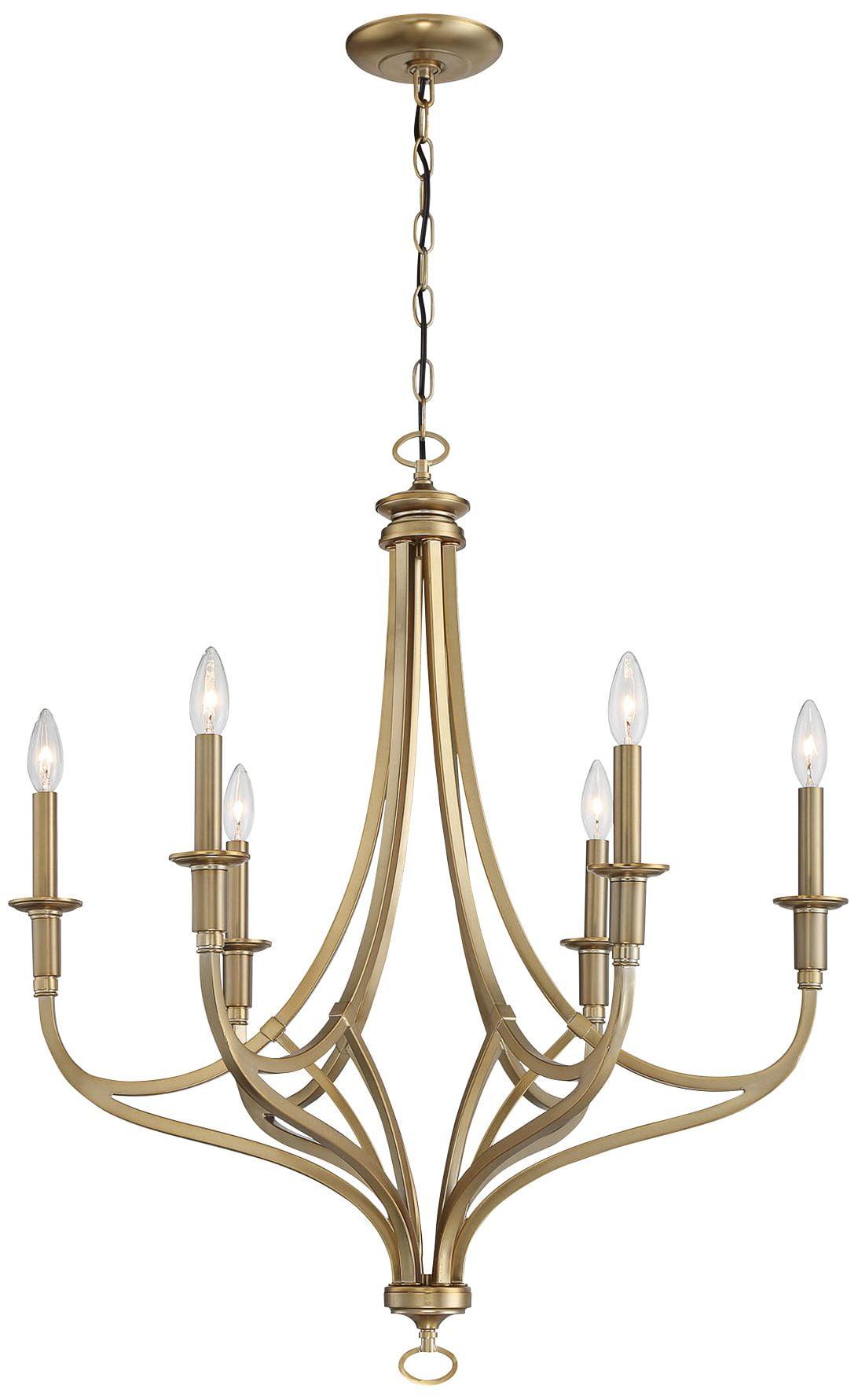 Minka Lavery Brushed Honey Gold Chandelier 28" Wide Modern 6-Light Fixture for Dining Room House Foyer Kitchen Entryway Bedroom