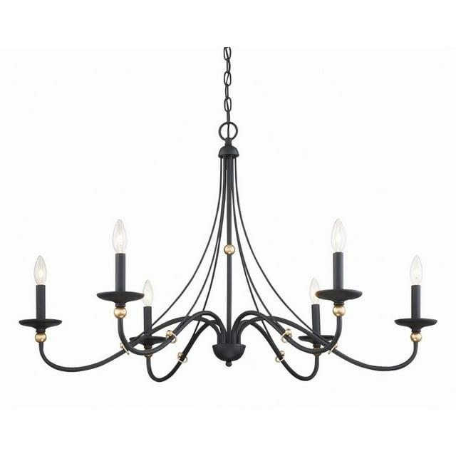 Chandelier 6 Light Sand Coal/Skyline Gold Steel 24 Inches Tall By 40 Inches Wide-Sand Coal/Skyline Gold Finish    -Traditional Installation Minka