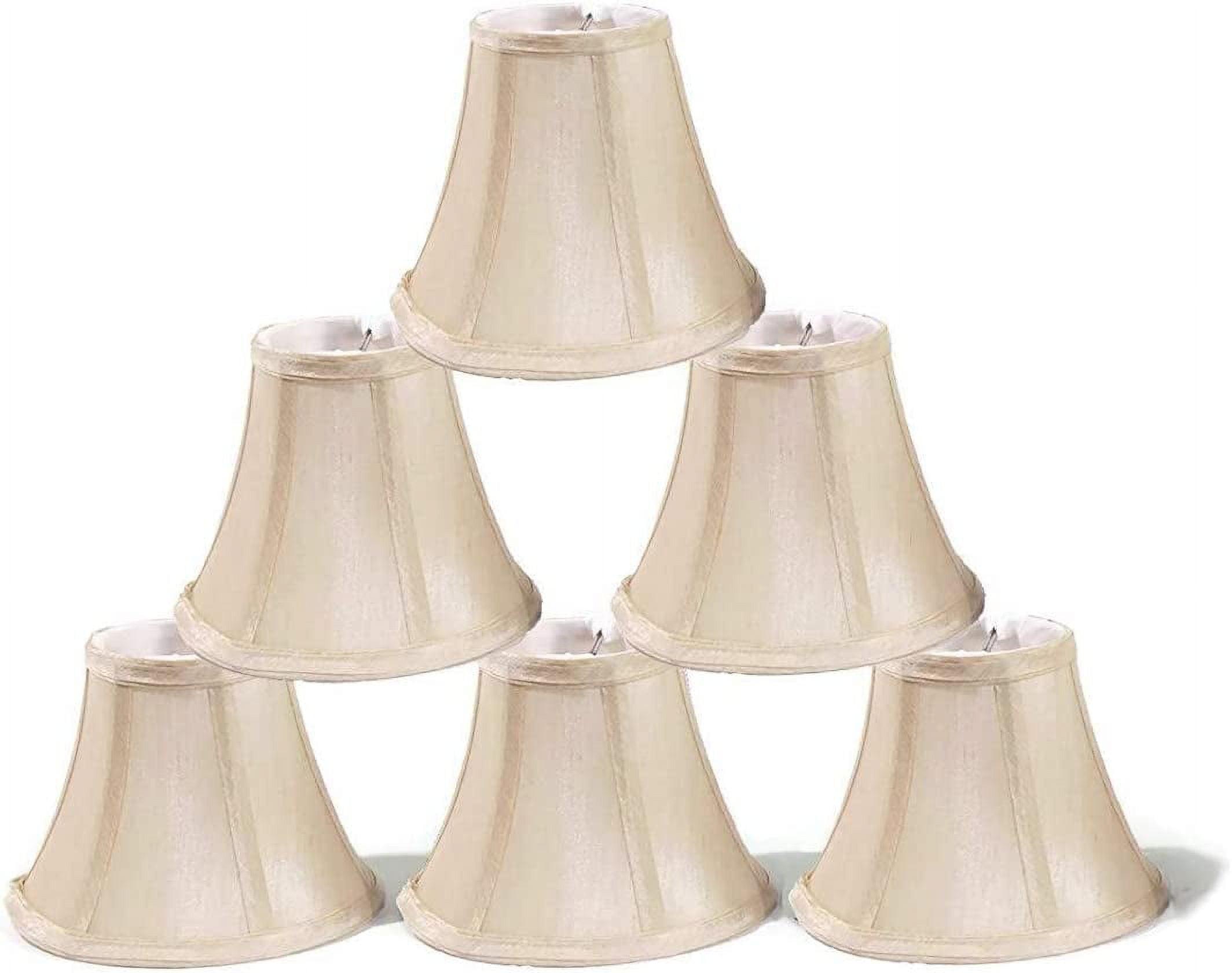 Elegant Cream Faux Silk Bell Chandelier Shades, Set of 6