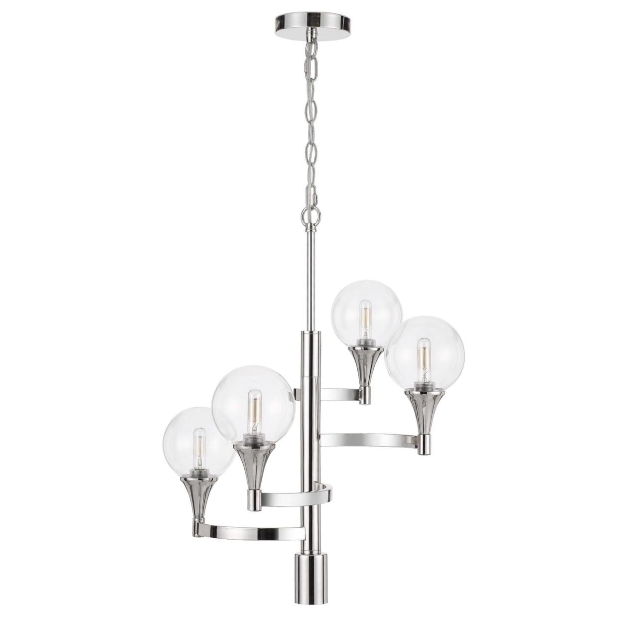 Chrome and Glass Globe 4-Light Chandelier