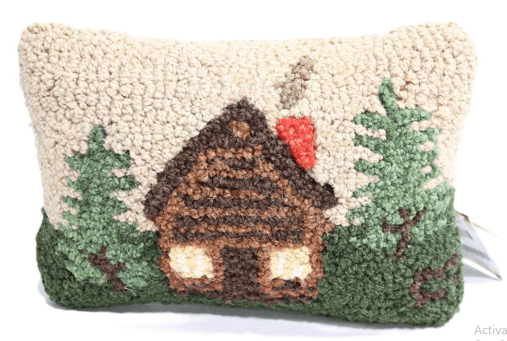 Chandler 4 Corners Artist-Designed Rocky Hill Cabin Hand-Hooked Wool Decorative Throw Pillow (8” x 12”) Lake & Lodge Pillow for Couches & Beds - Easy Care & Low Maintenance Lake House Cabin Pillow
