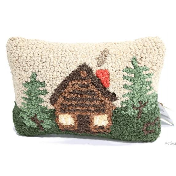 Chandler 4 Corners Artist-Designed Rocky Hill Cabin Hand-Hooked Wool Decorative Throw Pillow (8” x 12”) Lake & Lodge Pillow for Couches & Beds - Easy Care & Low Maintenance Lake House Cabin Pillow