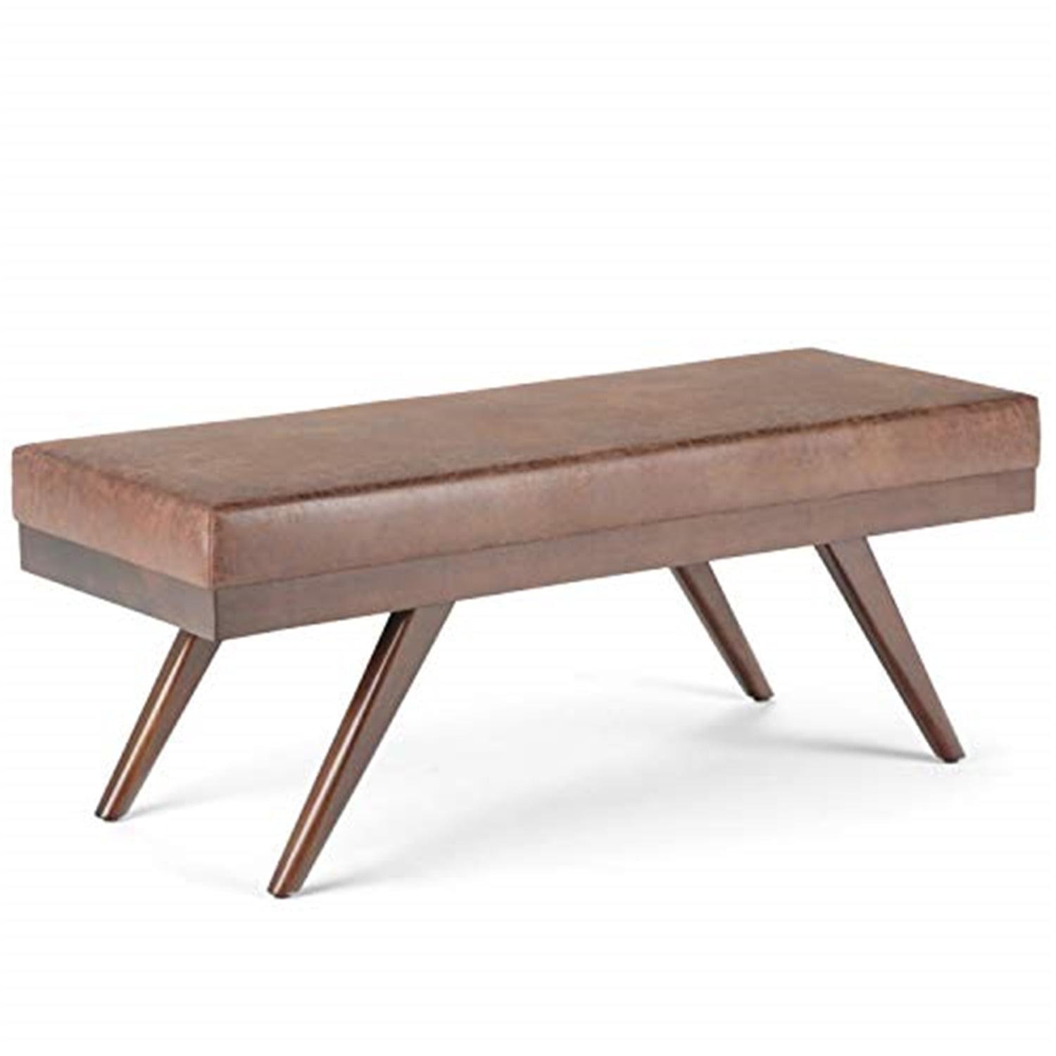 Chanelle 48" Distressed Umber Brown Wood Ottoman Bench