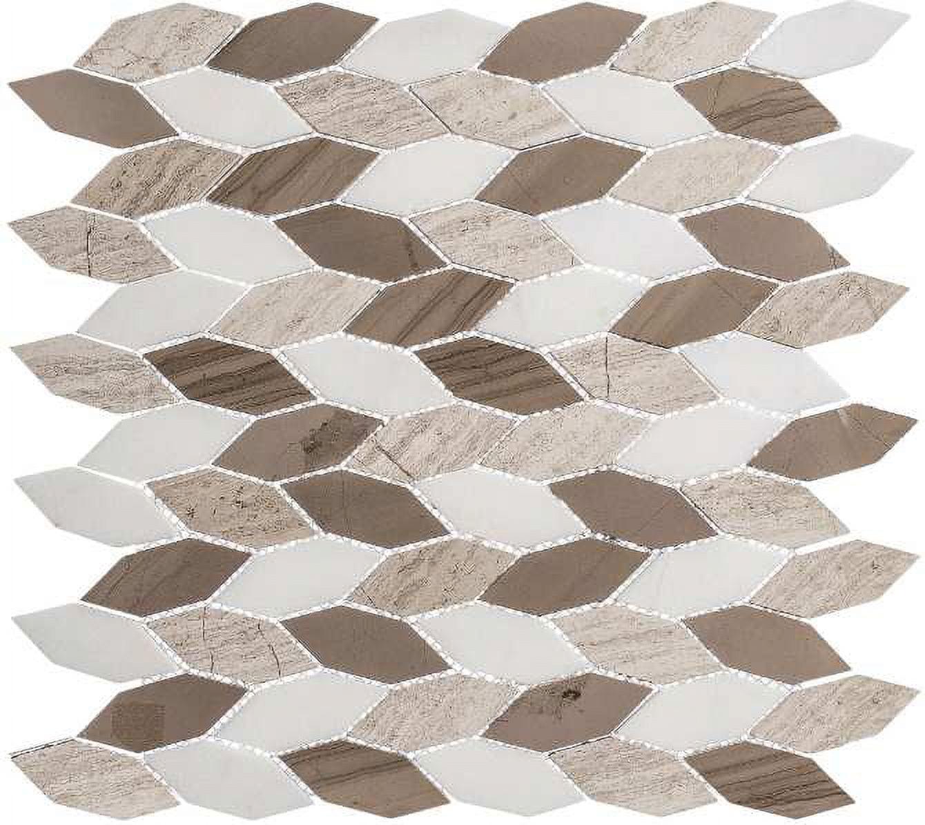 Baskit White Tan and Brown Hexagon Natural Stone Mosaic Tile