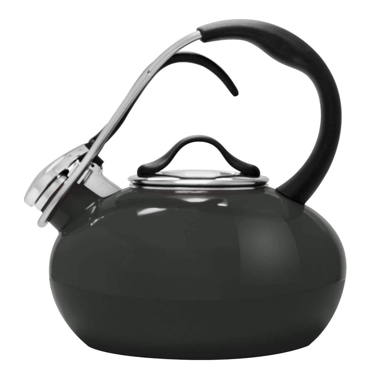 Onyx Enamel Whistling Tea Kettle with Ergonomic Handle, 1.8 Quart