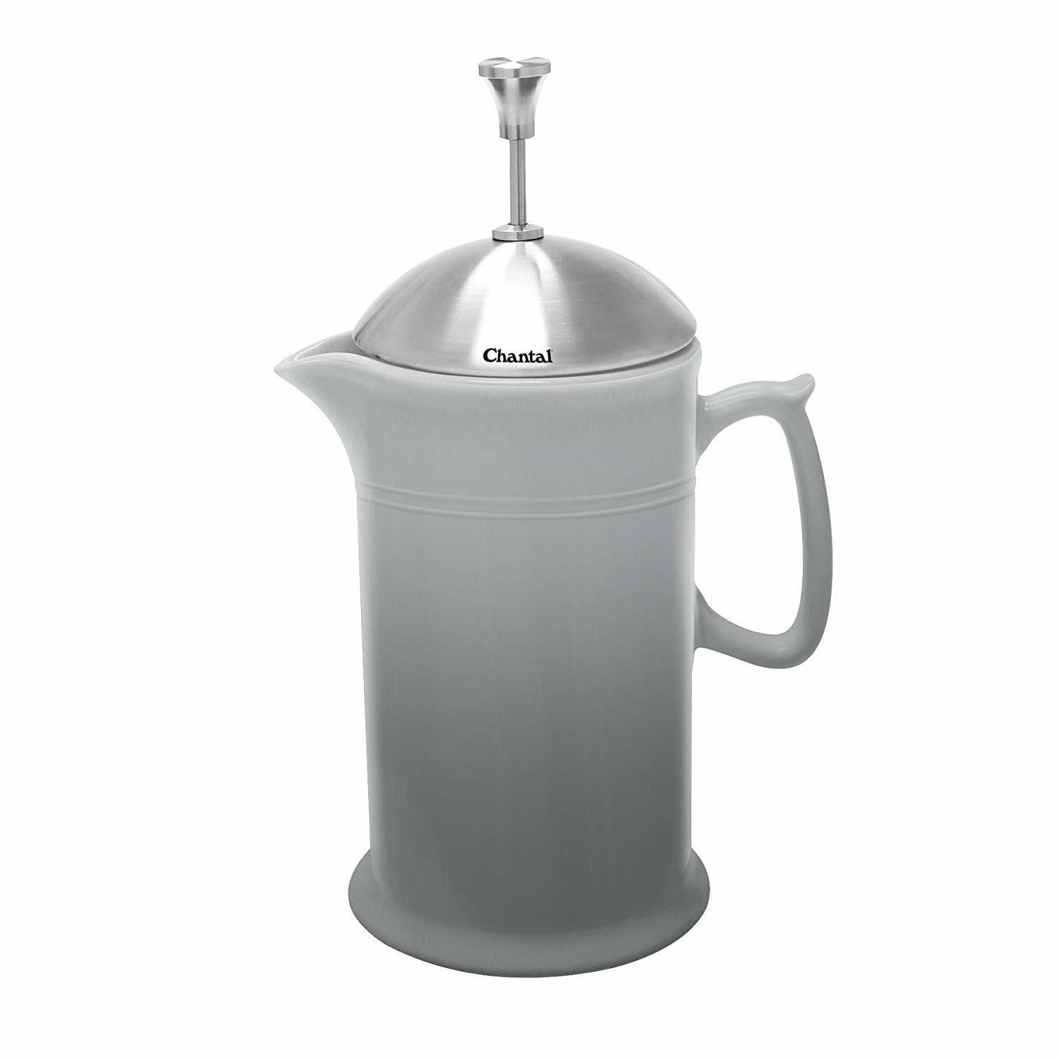 Chantal Fade Gray Ceramic French Press with Stainless Steel Lid