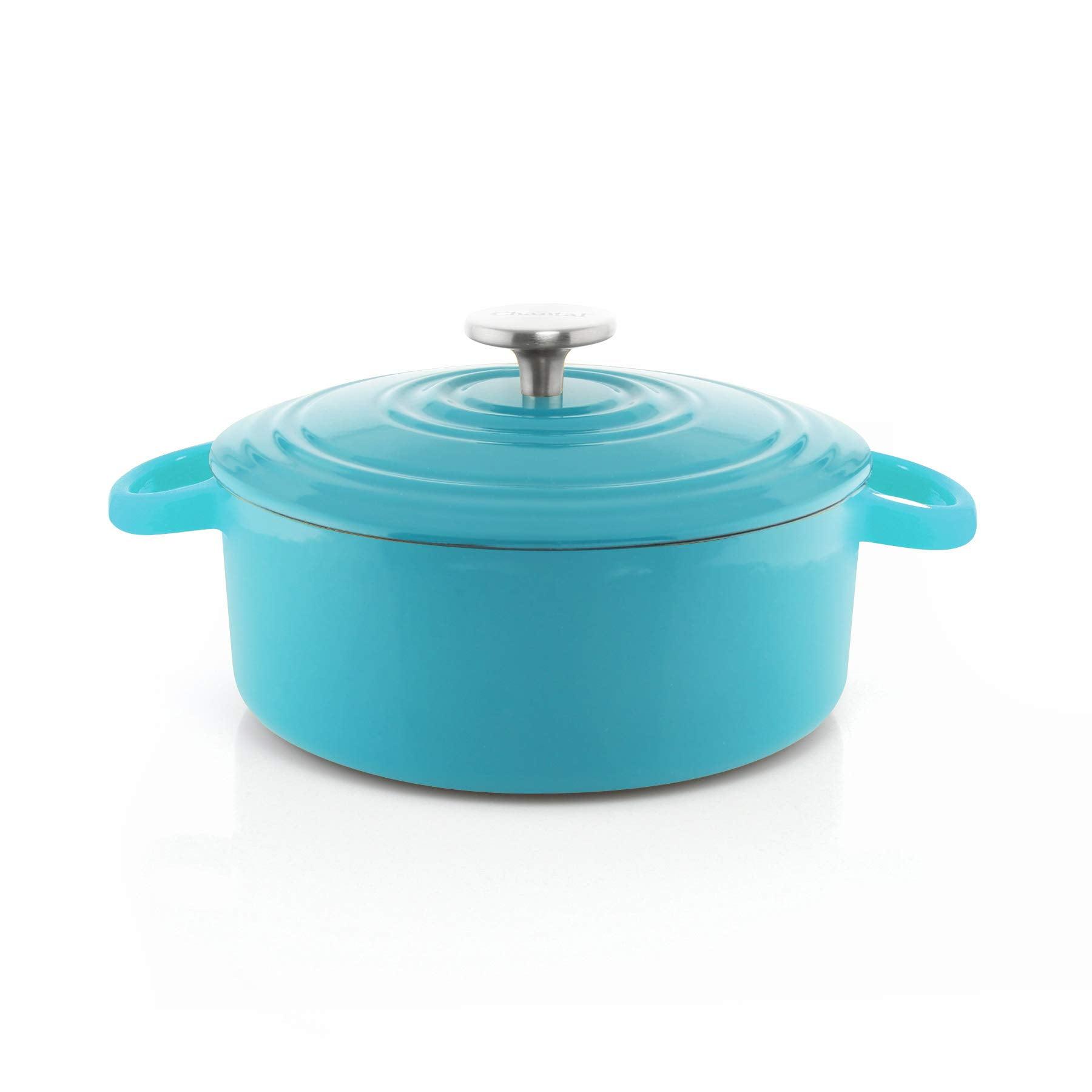 Sea Blue 3 Quart Enameled Cast Iron Dutch Oven