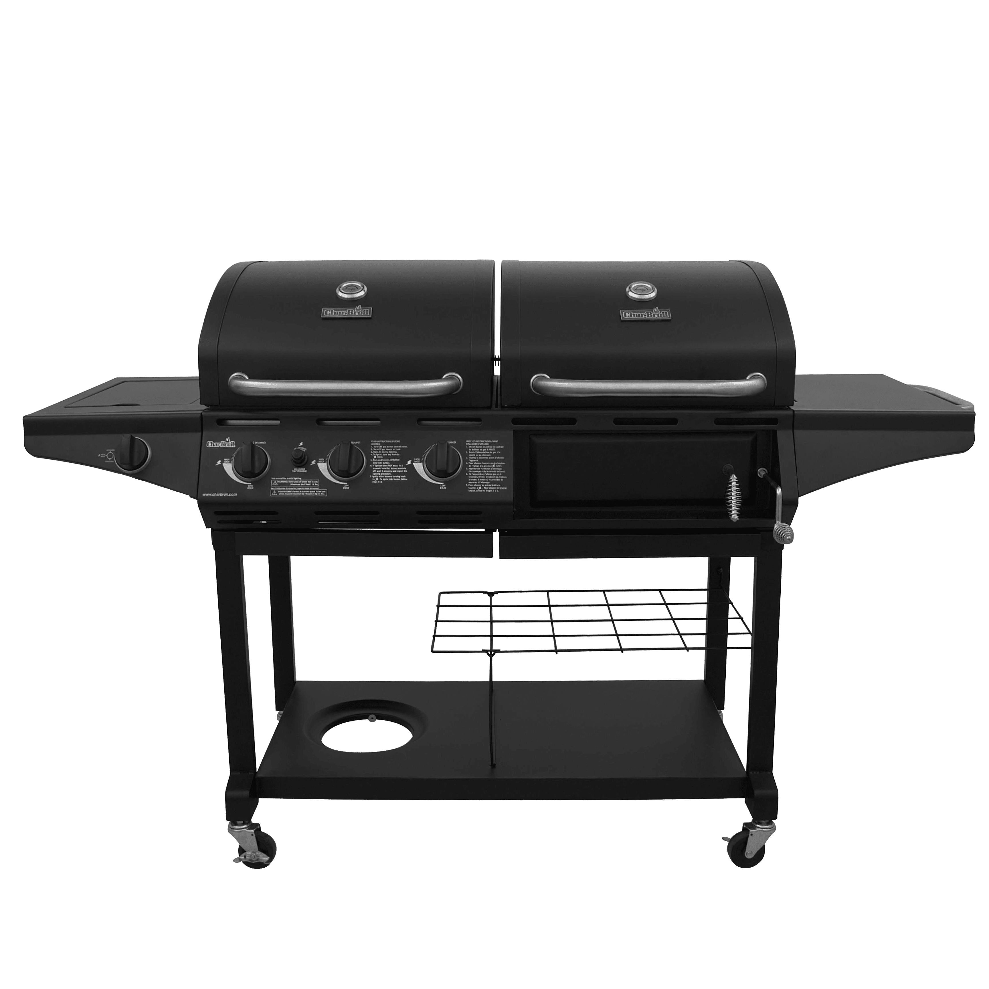 Charbroil 3-Burner Combo Gas & Charcoal Grill with Side Burner