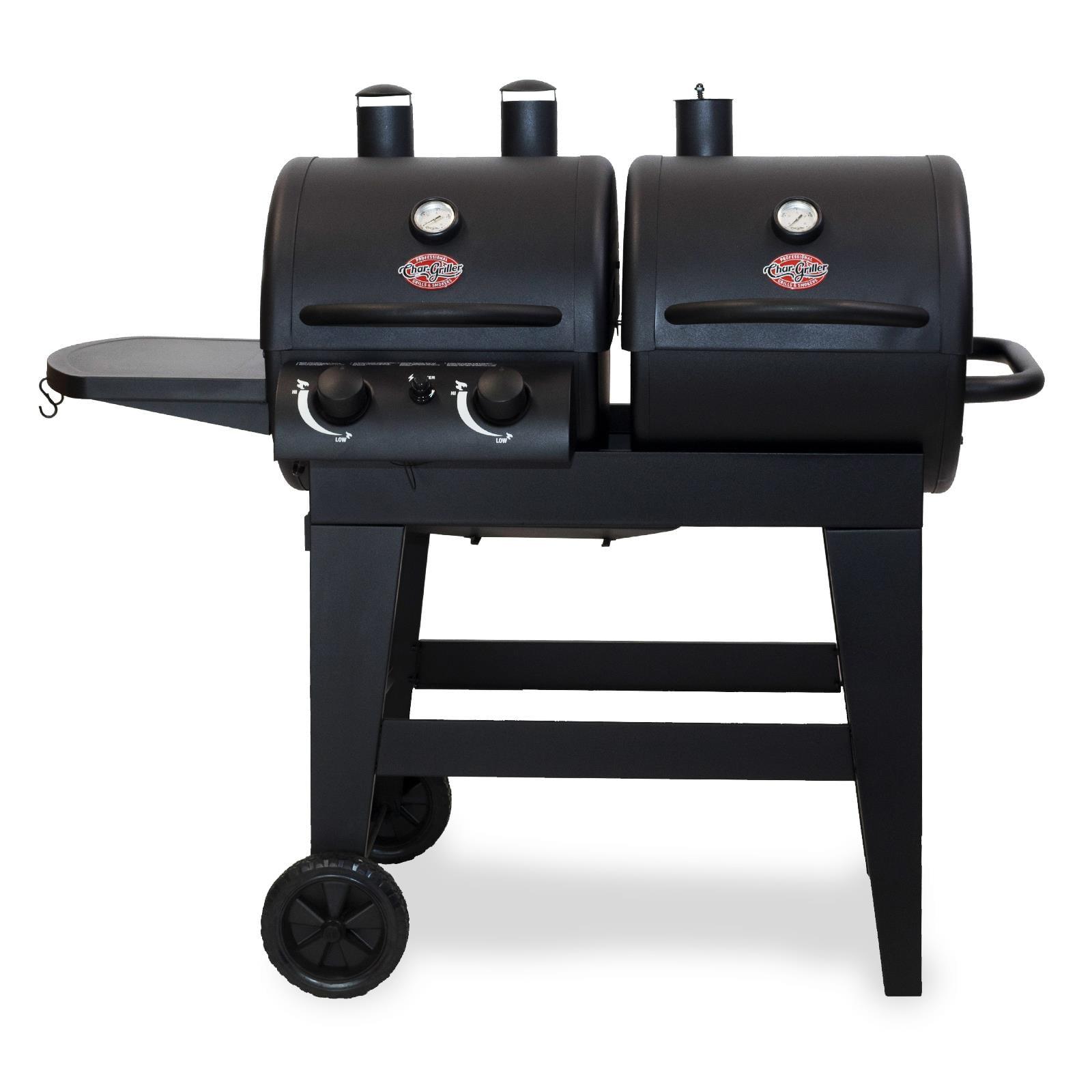 Dual Function Black Gas and Charcoal Grill with Smoker