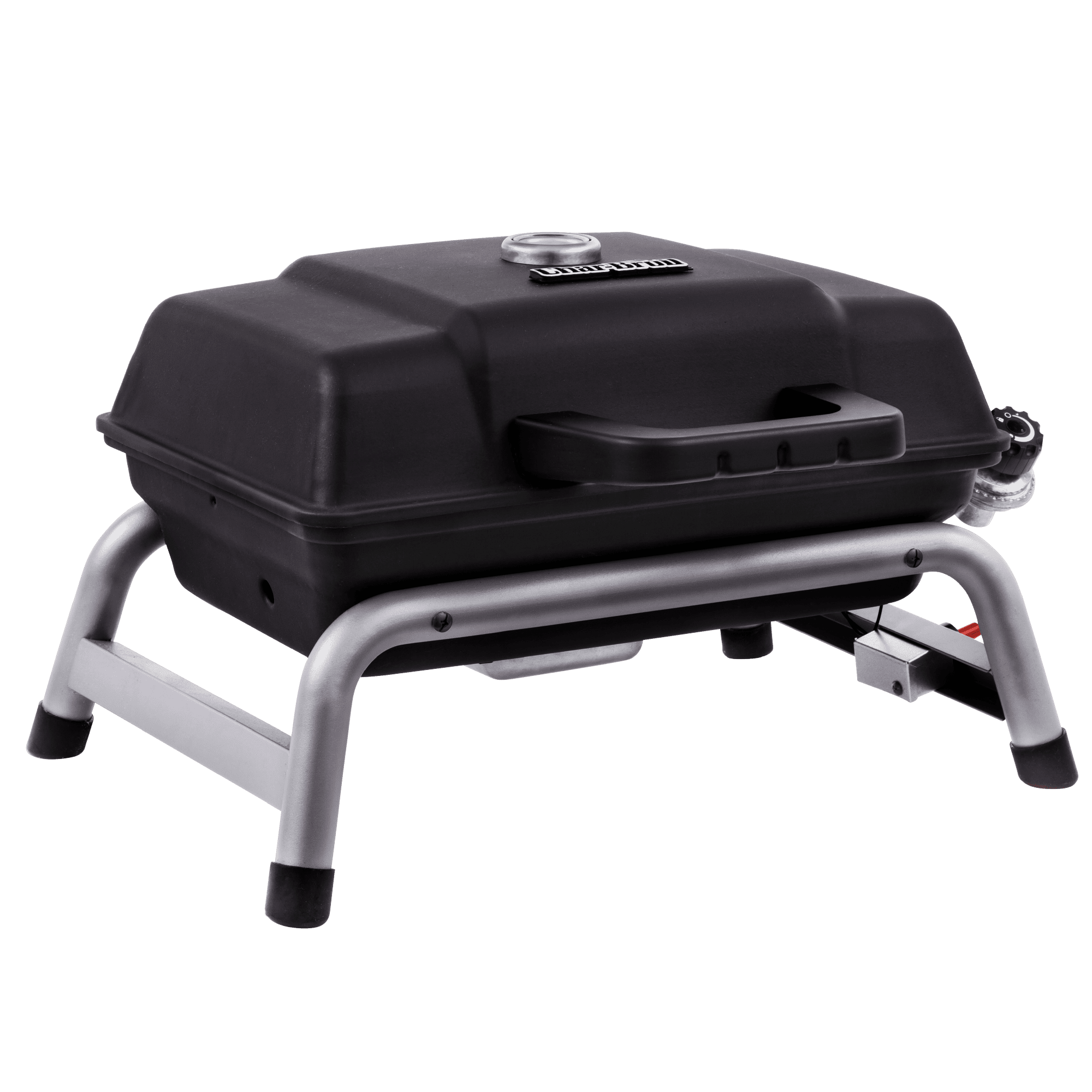 Black Stainless Steel Portable Propane Gas Grill with Thermometer