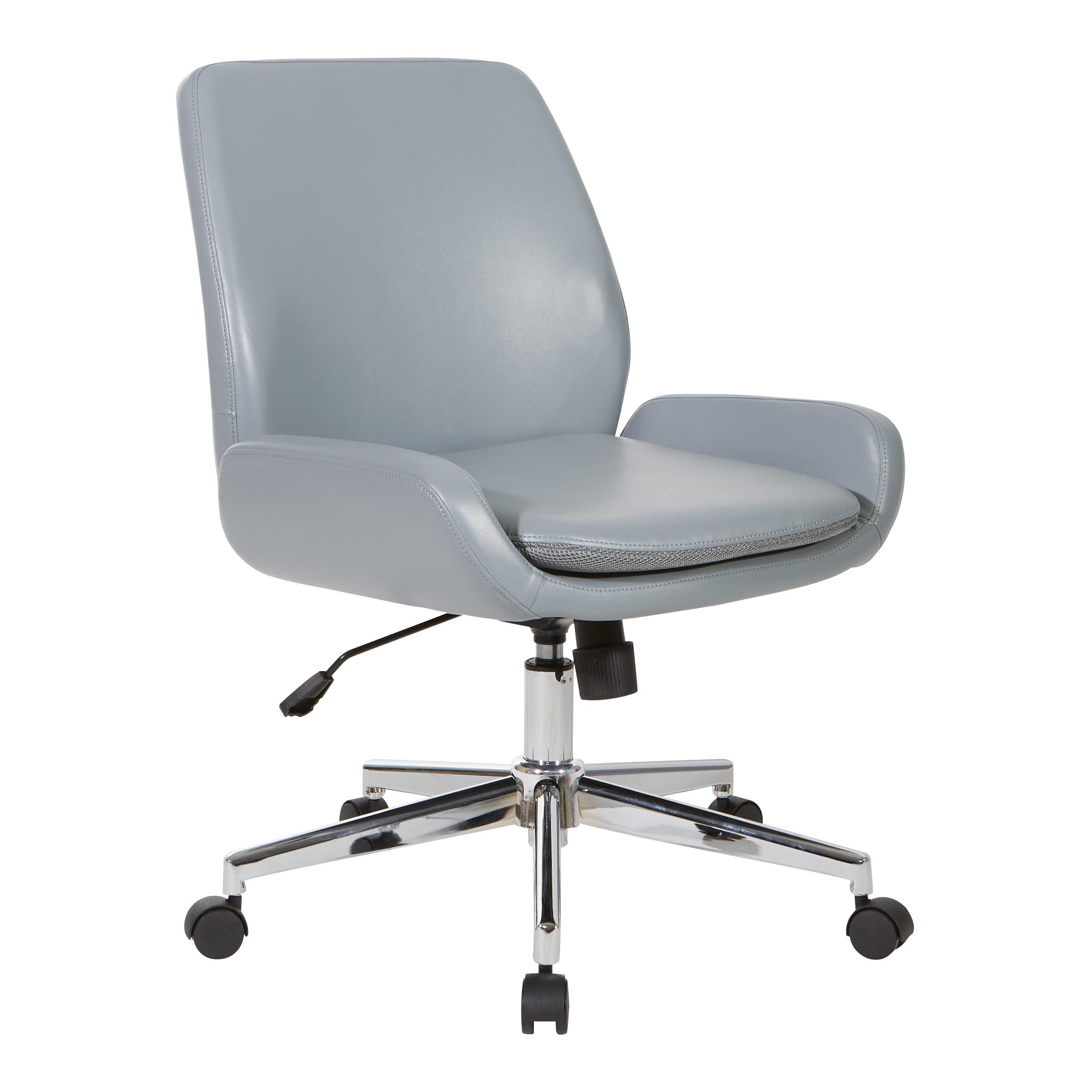 Charcoal Grey Faux Leather Swivel Executive Chair with Chrome Base