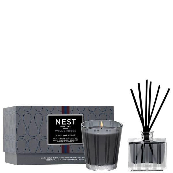 Charcoal Woods Petite Scented Candle and Diffuser Set