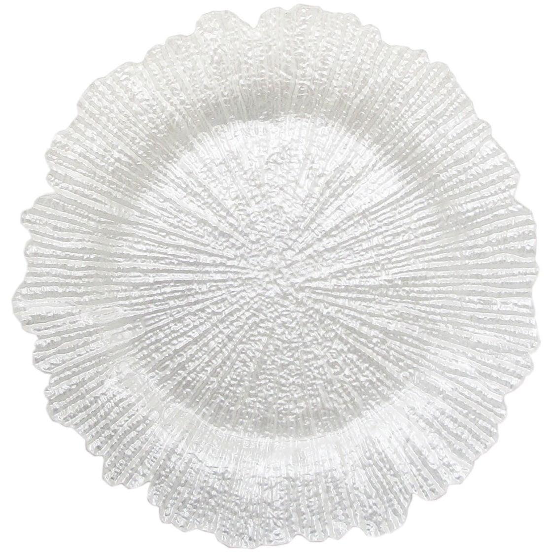 White Glass Reef Textured Charger Plate 14-inch