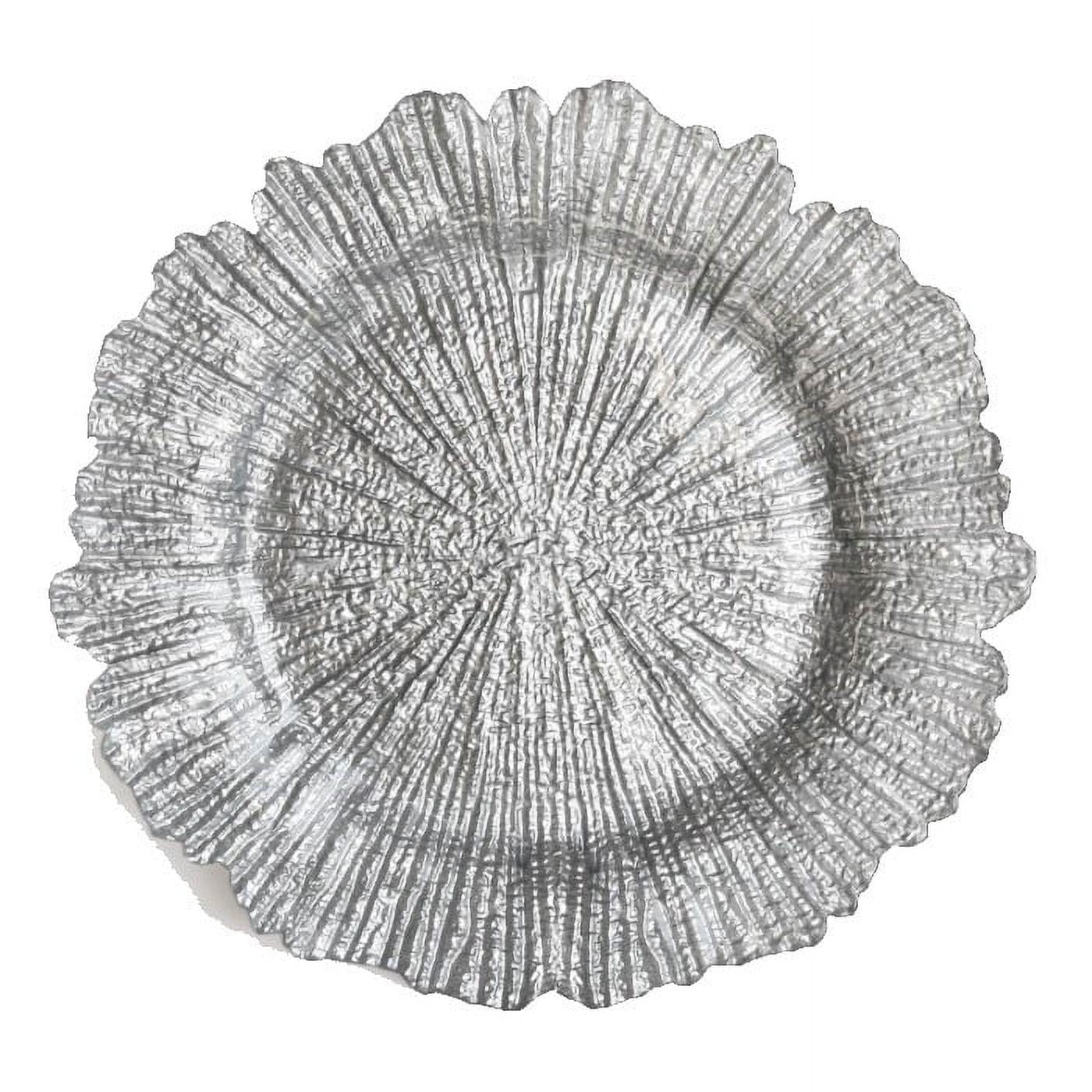 Silver Round Plastic Reef Charger Plates, Set of 6