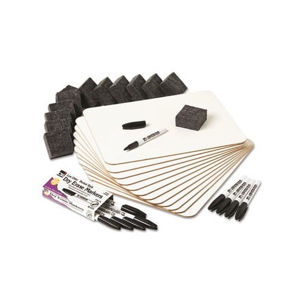 Charles Leonard Dry Erase Lapboard Class Pack, Plain 1-Sided Boards, Markers & Erasers, Pack of 12