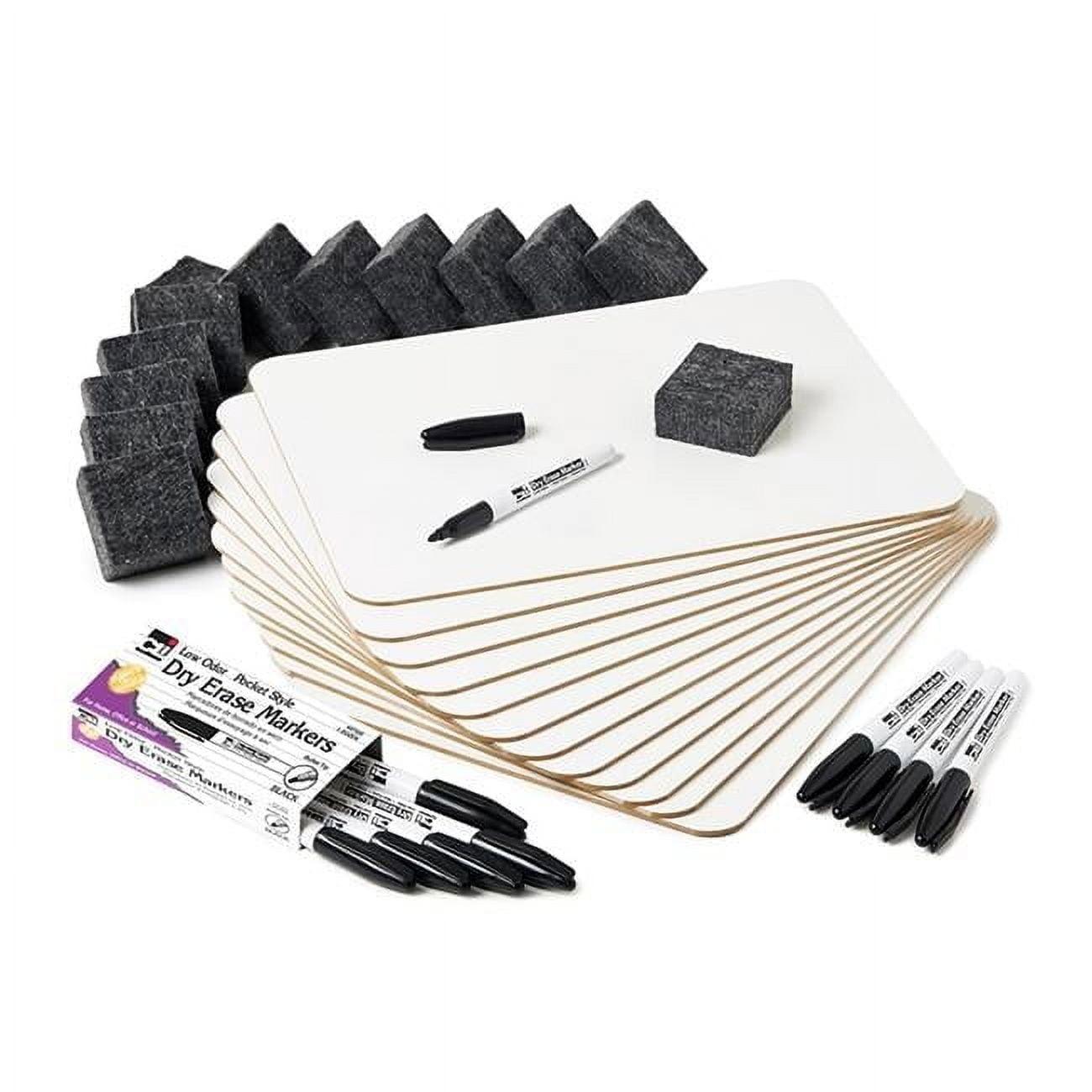 Charles Leonard Dry Erase Lapboard Class Pack, Plain 1-Sided Boards, Markers & Erasers, Pack of 12