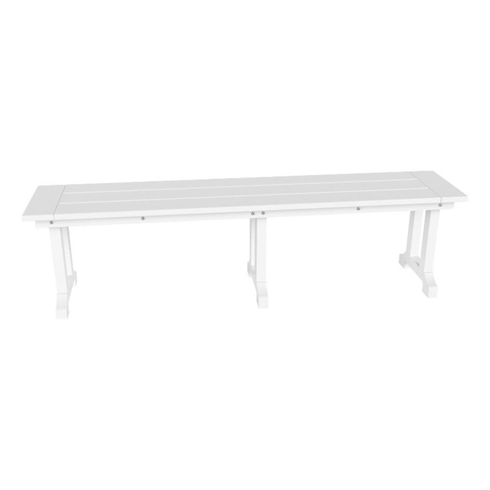 White HDPE Outdoor Backless Patio Bench