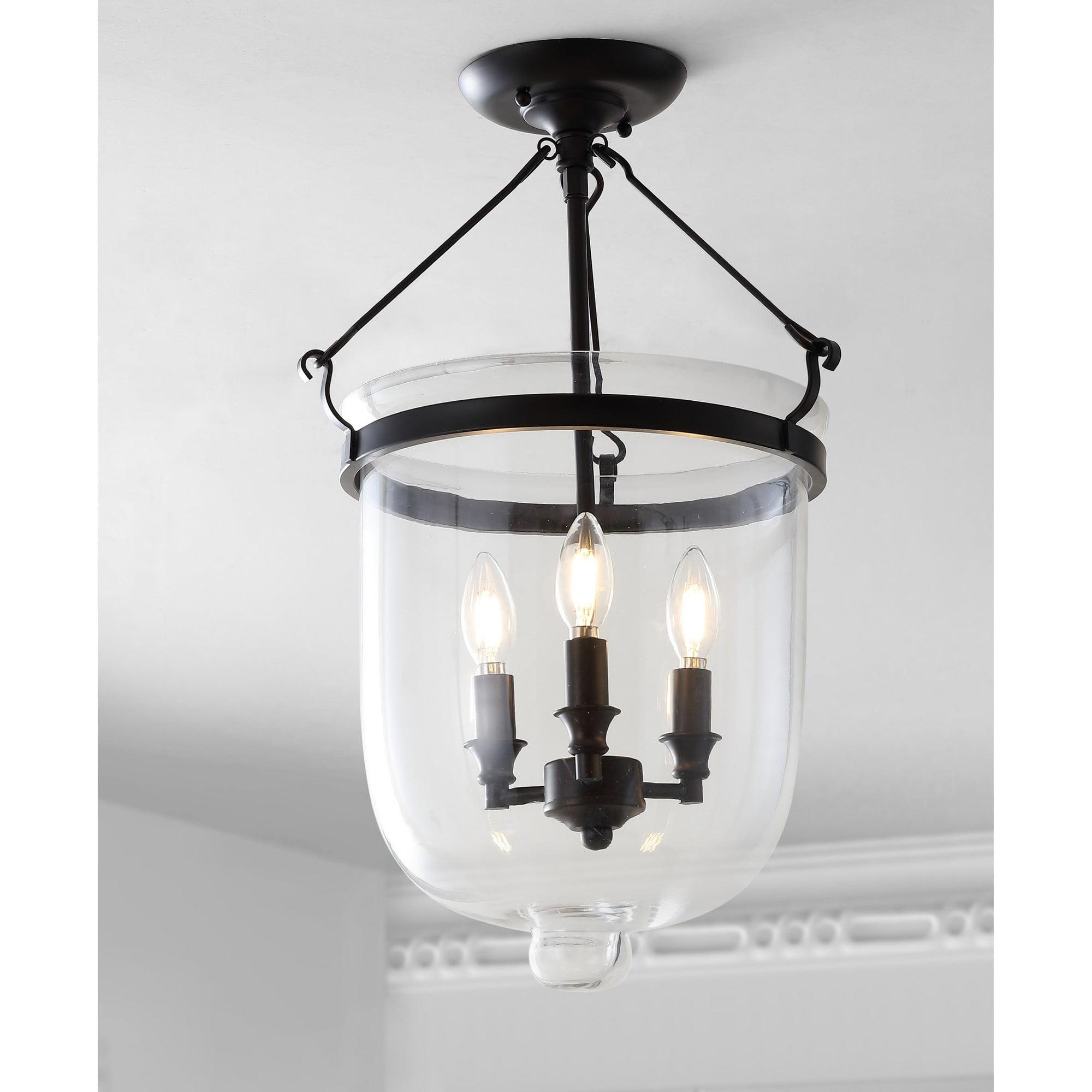 JONATHAN Y Charlotte Metal/Glass LED Semi-Flush Mount