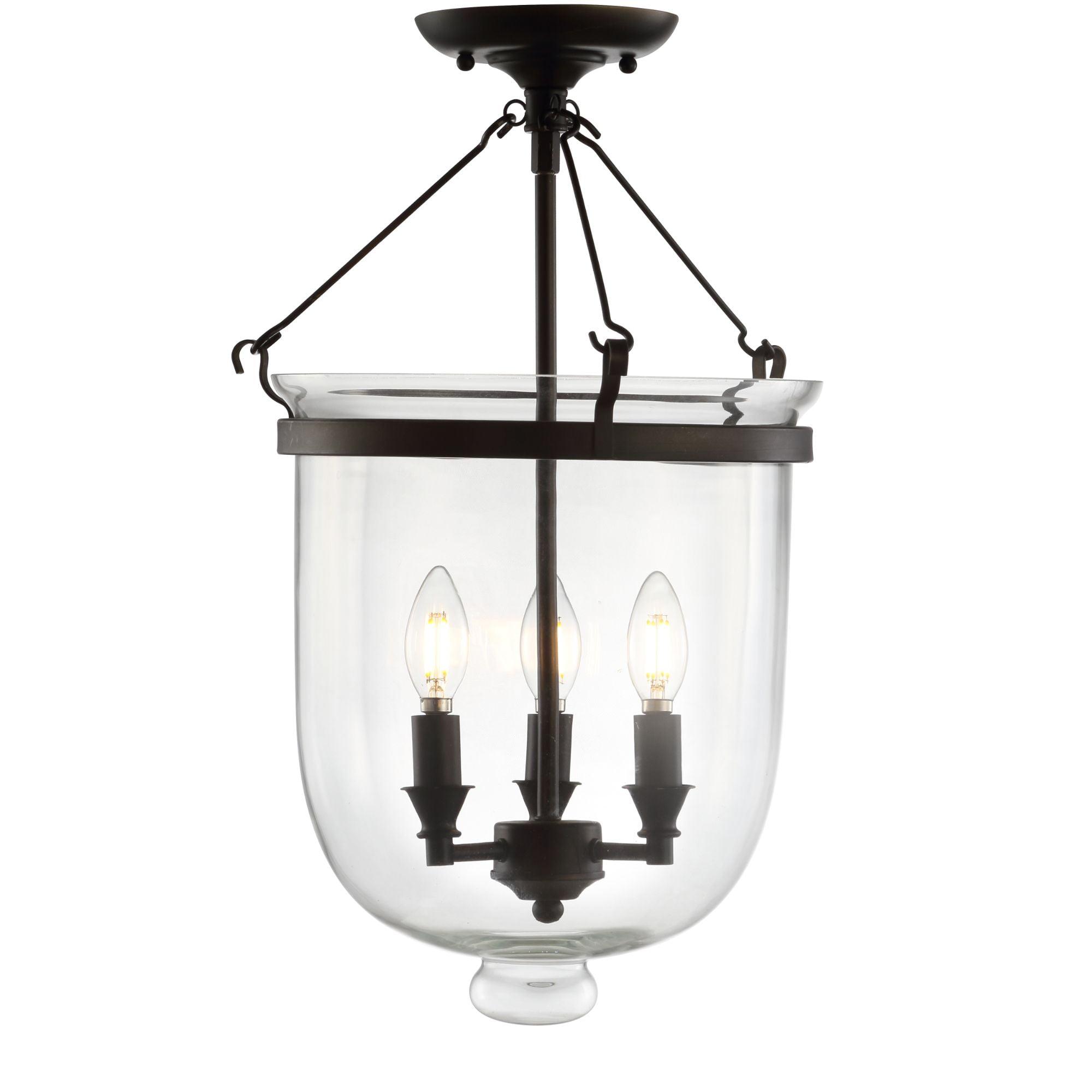 Elegant Farmhouse 14.5" Oil Rubbed Bronze & Glass LED Ceiling Light