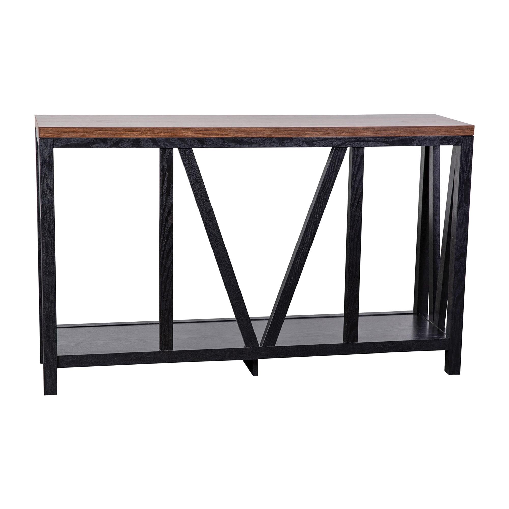 Charlotte Black and Walnut 52" Farmhouse Console Table