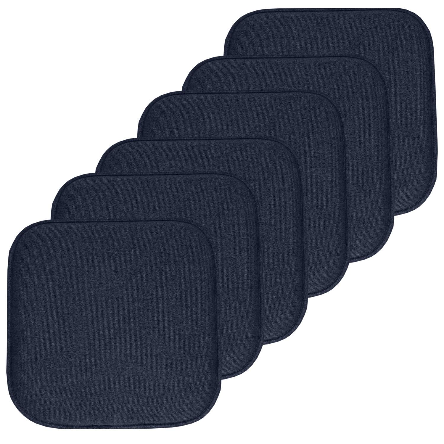 Charlotte Jacquard Memory Foam No Slip Back 16" x 16" Chair Pad Cushion, Navy, 6 Pack