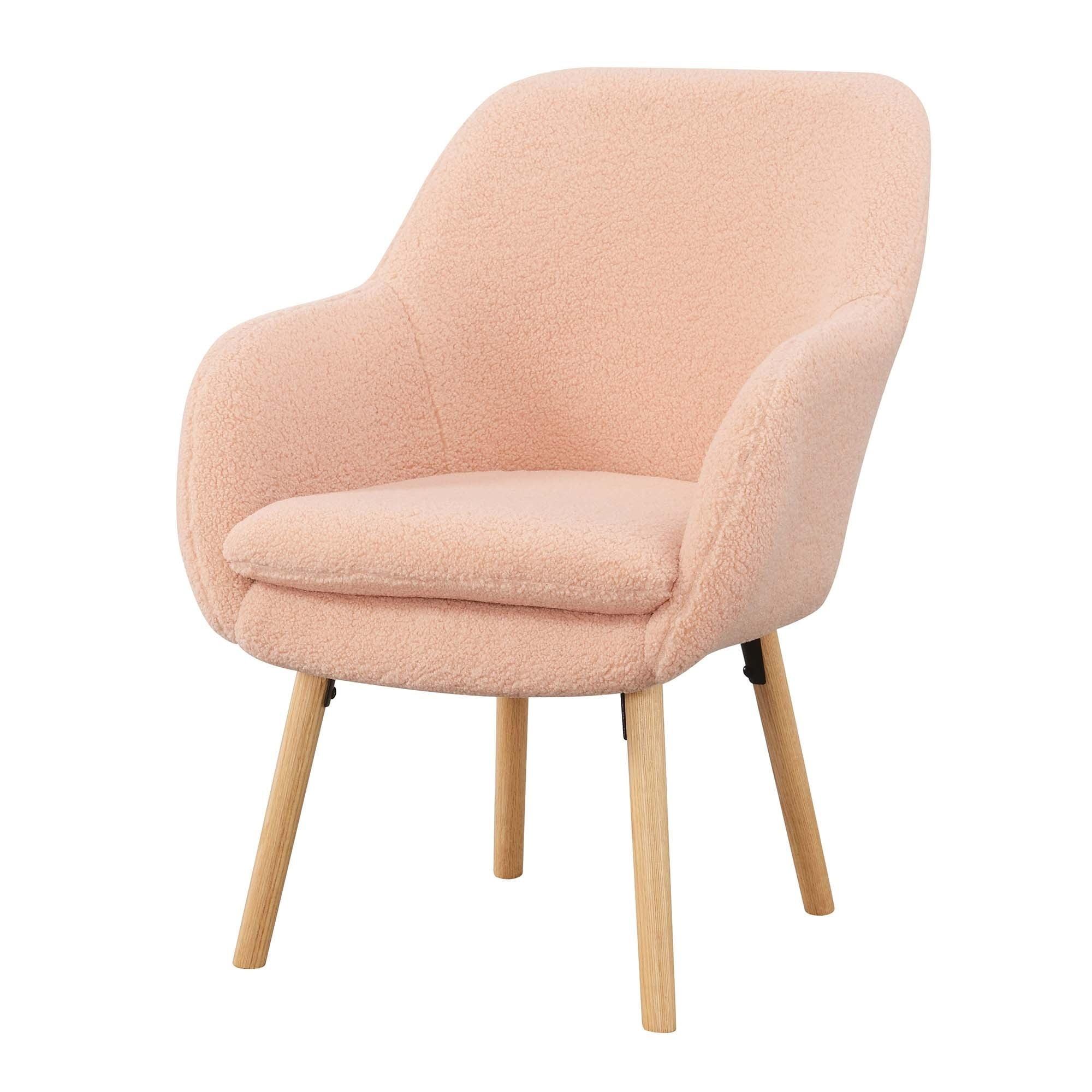 Blush Velvet Wingback Transitional Accent Chair with Wood Legs