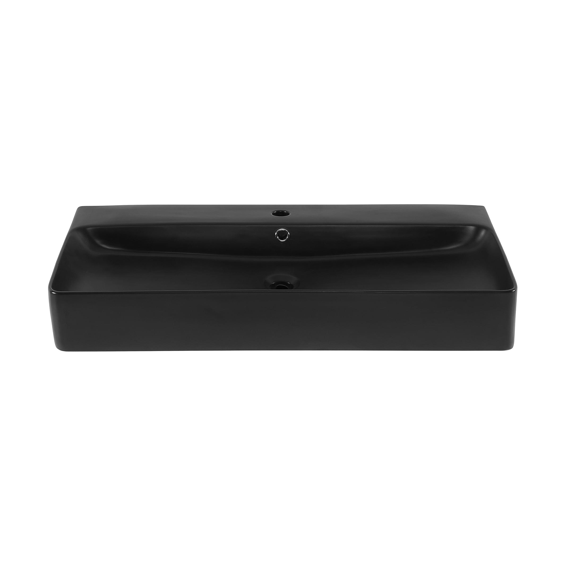 Charme 36" Matte Black Ceramic Wall-Mount Bathroom Sink