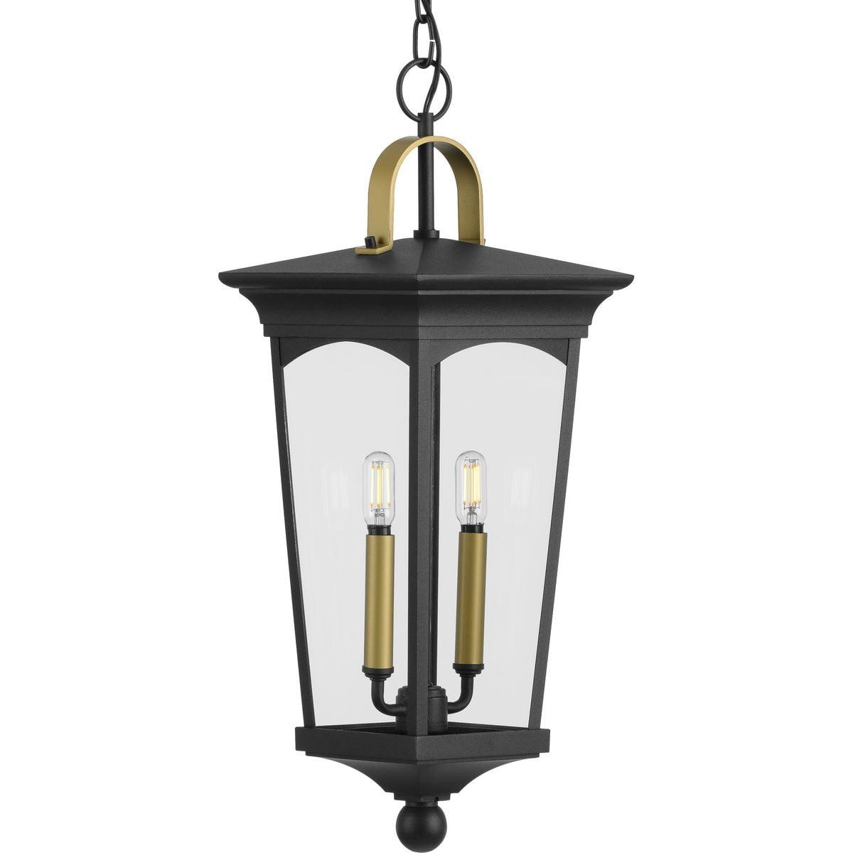 Chatsworth Black and Brass Two-Light Outdoor Hanging Lantern