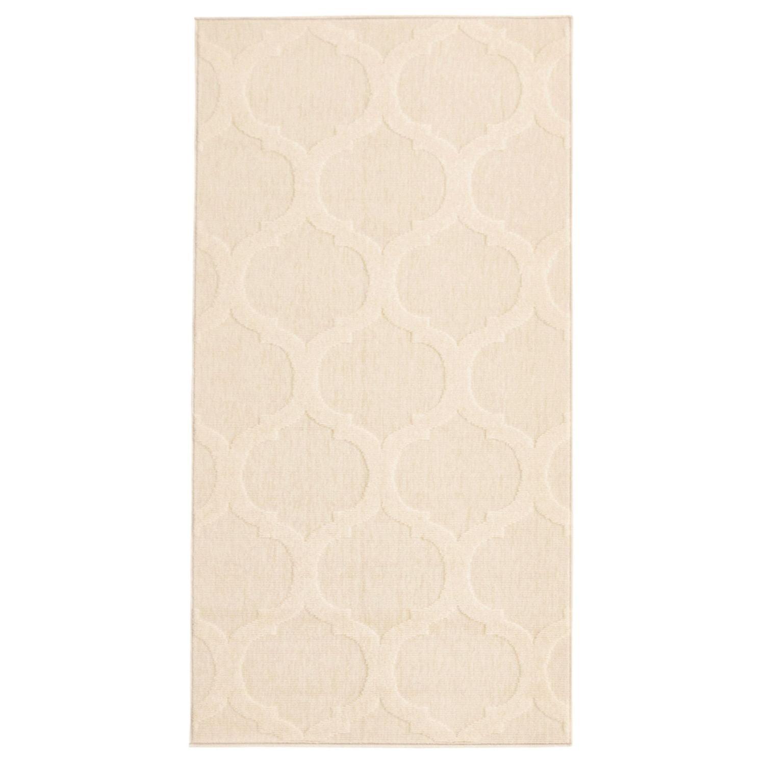 Ivory Trellis Rectangular Synthetic Outdoor Rug 2.5' x 5'