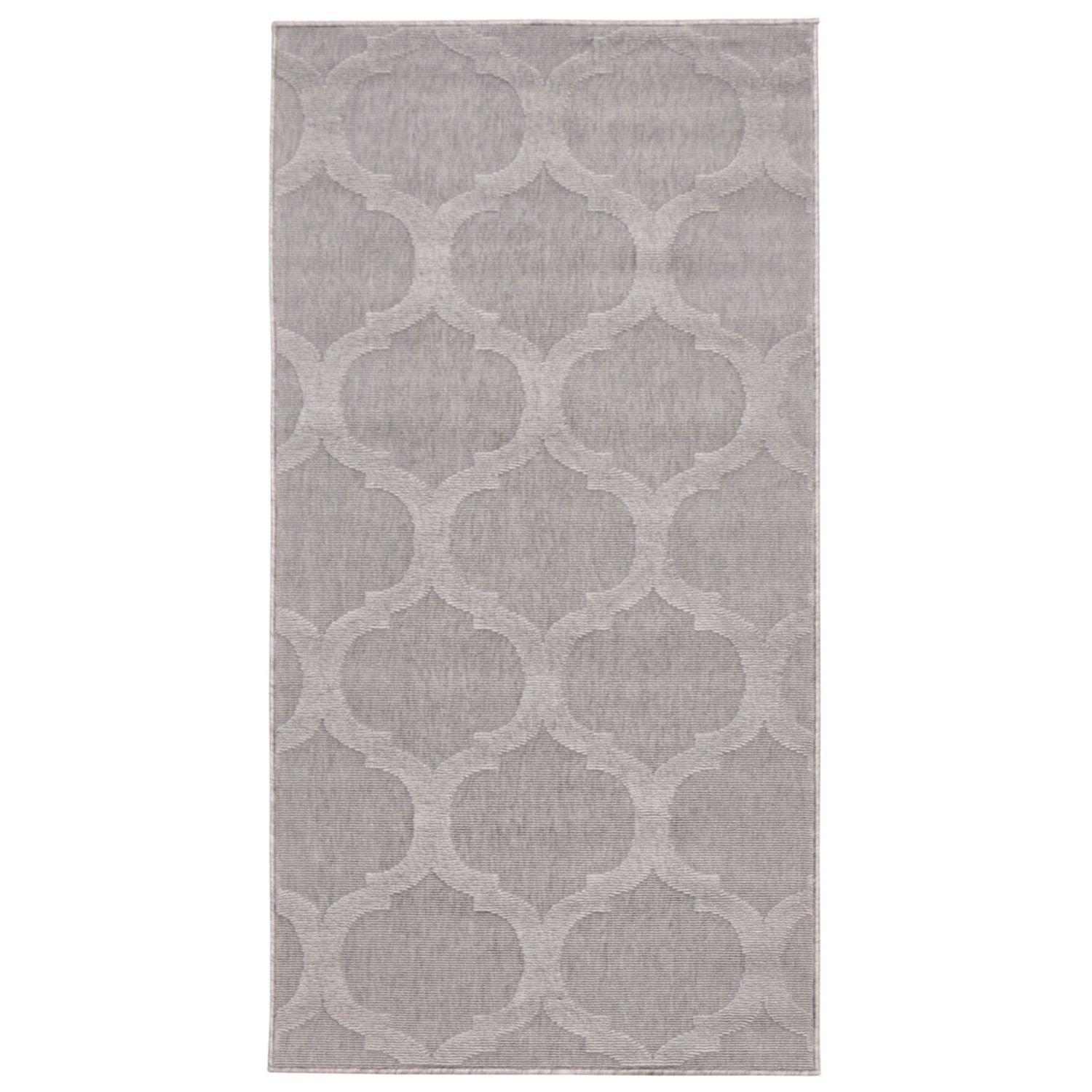 Gray Moroccan Trellis Rectangular Outdoor Rug 2.5' x 5'