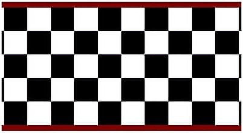 Checkered Flag Cars Wallpaper Border-9 Inch (Red Edge)