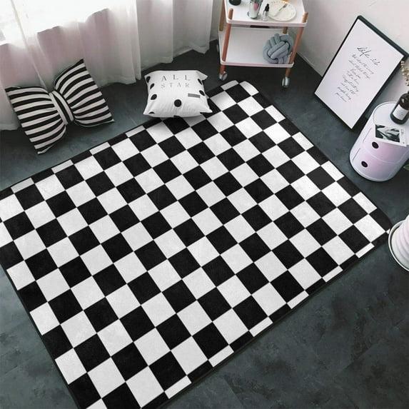 Corrigan Studio® Haylee Super Lightweight Plastic Straw Rug Checkered Black/White Outdoor Area Rug